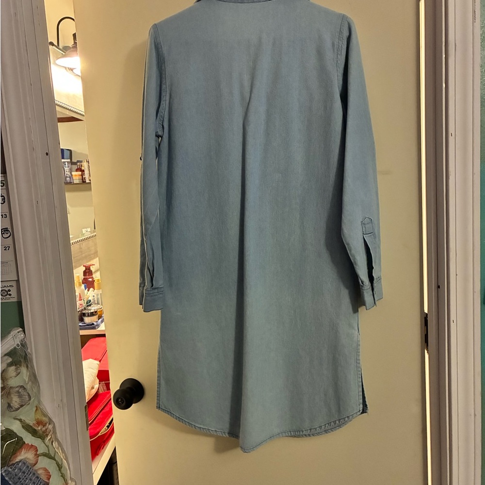 Light Blue Lace-Up Denim Dress (M) Tag Is Not Readable Newly Dry Cleaned - Picture 6 of 6